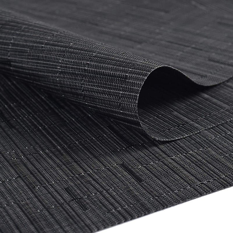 SHACOS Woven Vinyl Table Runner 12x54 inch Indoor Outdoor Table Mats Wipe Clean Plastic Runners for Dining Table Coffee Table Cabinet, Black - Image 2